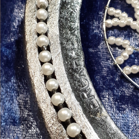 Hufeisen mit Perlen-Baum Glücksbringer Wandschmuck Wohndeko silbe