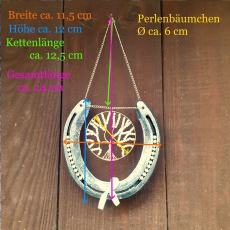 Hufeisen mit Perlen-Baum Glücksbringer Wandschmuck Wohndeko silbe
