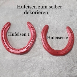 Echtes Hufeisen zum selber dekorieren Glücksbringer Rot
