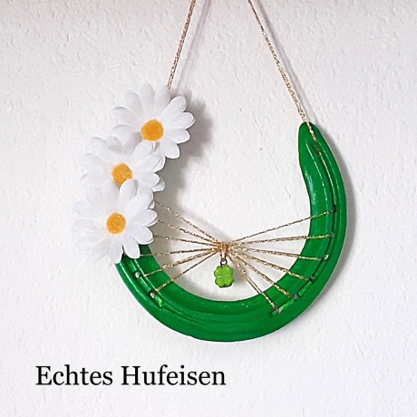 Echtes Hufeisen vom Pferd Glücksbringer Wandschmuck Grün 