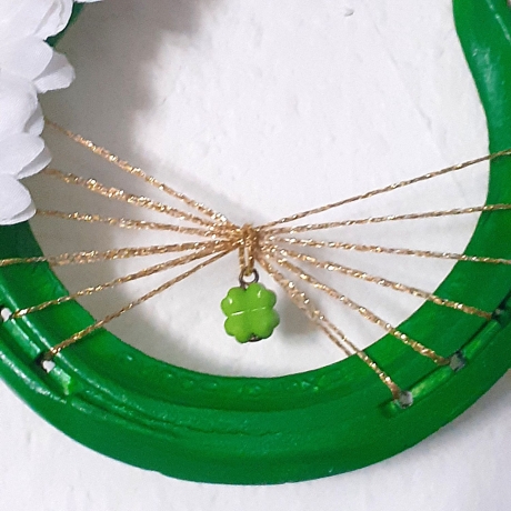 Echtes Hufeisen vom Pferd Glücksbringer Wandschmuck Grün 