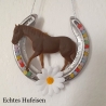 Echtes Hufeisen mit Pferd Glücksbringer Wandschmuck Silbern