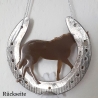 Echtes Hufeisen mit Pferd Glücksbringer Wandschmuck Silbern