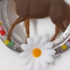 Echtes Hufeisen mit Pferd Glücksbringer Wandschmuck Silbern
