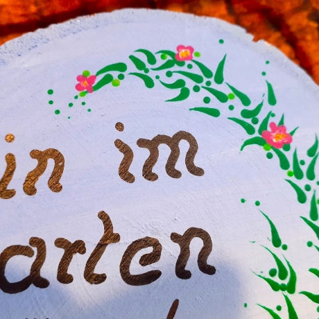 Gartenschild - Bin im Garten mit den Hummeln bummeln - Türscheibe