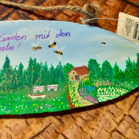 Gartenschild - Wir sind im Garten mit den Hummeln bum - Türschild