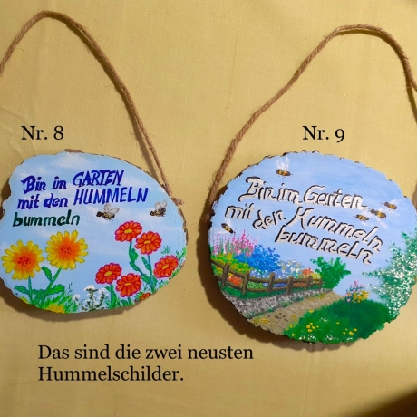 Gartenschild - Bin im Garten mit den Hummeln bummeln - Türscheibe