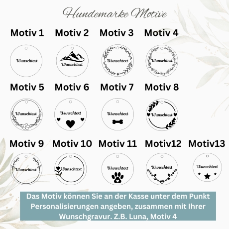 Hundehalsband mit Hundemarke personalisiert Hahnentritt Muster