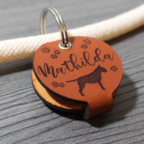 HUNDEMARKENTASCHEN - aus echtem Leder - v3 - rund - Ø 4,4 cm