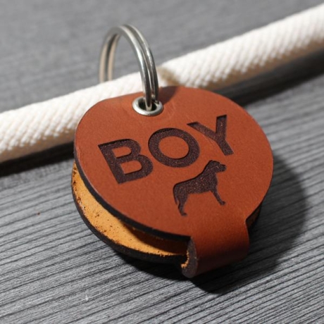HUNDEMARKENTASCHEN - aus echtem Leder - v5 - rund - Ø 4,4 cm