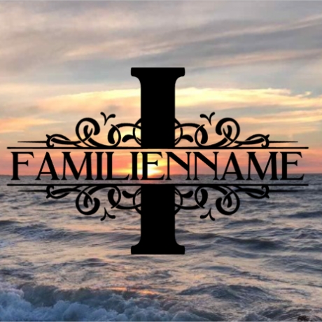 Aufkleber Monogramm I mit Familiennamen