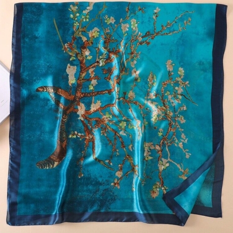 Damen Schal / Seide aus Usbekistan, van Gogh, grün-blau