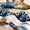 Damen Designer-Schal / Seide aus Usbekistan, blau-weiss