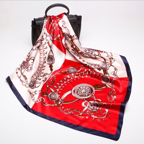 Damen Designer-Schal / Seide aus Usbekistan, rot-weiss