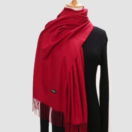 Handgearbeiteter Schal aus Kaschmir-Wolle, weinrot