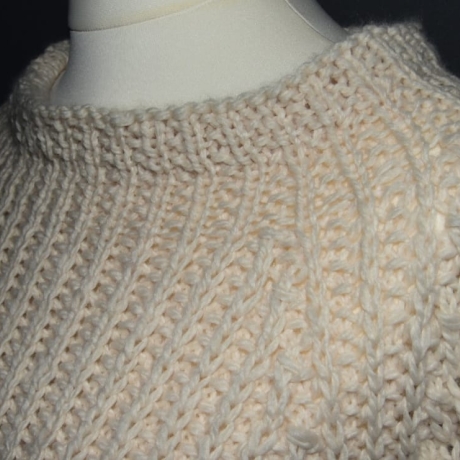 Longpullover - handgestrickt - Gr.36/38 - naturweiß