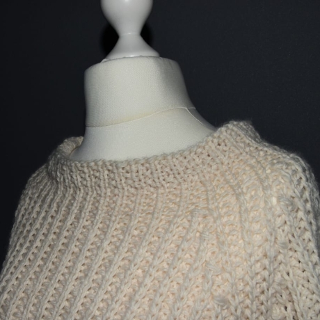 Longpullover - handgestrickt - Gr.36/38 - naturweiß