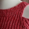 Pullover - Schulterfrei - handgestrickt - kurz Arm - rot/weiß