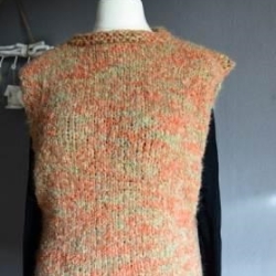 Pullunder - Gr. 38 -  orange braun meliert - handgestrickt Pullunder - Gr. 38 -  orange braun meliert - handgestrickt