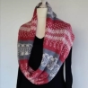 Schlauchschal-Norweger optik-handgestrickt-grau-rot-weiß