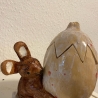 ceramic rabbit with egg  ceramic jar