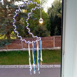 Traumfänger Mond Blau Perlen Wandschmuck Wohndeko Suncatcher