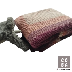 Babydecke extra soft gehäkelt beige bordeaux rotbraun
