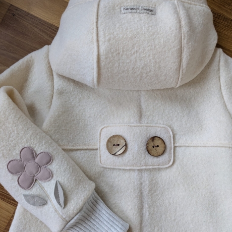 Walkmantel mit Jerseyfutter und Applikationen Gr. 86 bis 146