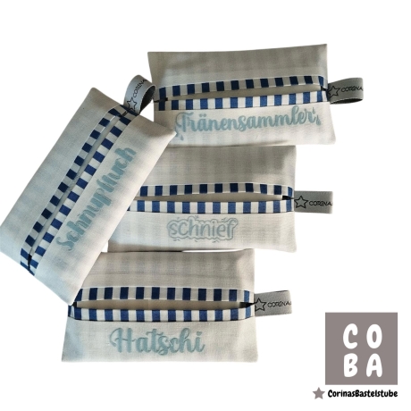 Taschentuchtasche weiß blau TATÜTA