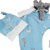 Geschenk zur Geburt Babyset hellblau – Hose & Mütze 62/68