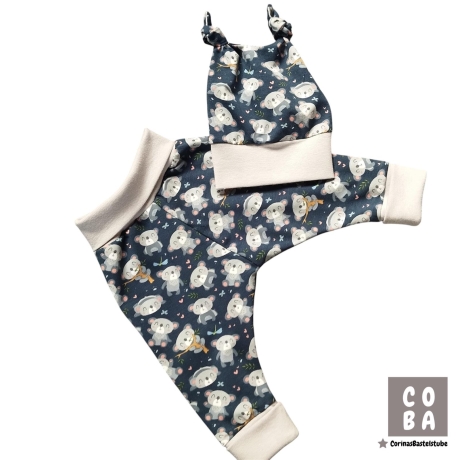 Geschenk zur Geburt Babyset Koala blau Hose & Mütze 
