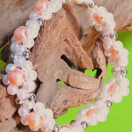 Armband Gänseblümchen Pfirsich Perlenschmuck niedlich Armreifen 