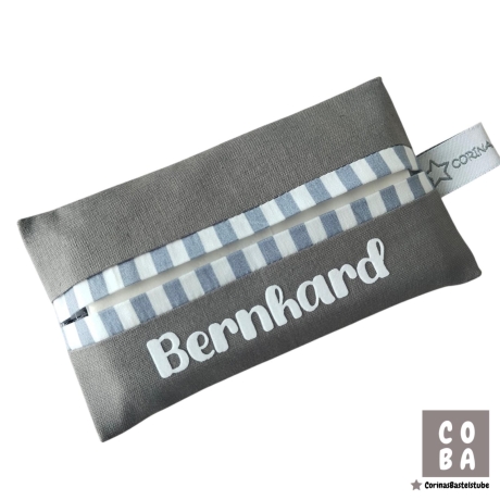 TATÜTA Taschentüchertasche schwarz grau beige personalisiert 