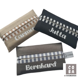 TATÜTA Taschentüchertasche schwarz grau beige personalisiert  TATÜTA Taschentüchertasche schwarz grau beige personalisiert