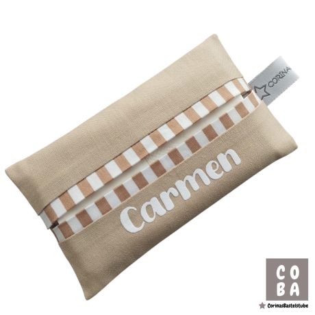 TATÜTA Taschentüchertasche schwarz grau beige personalisiert 