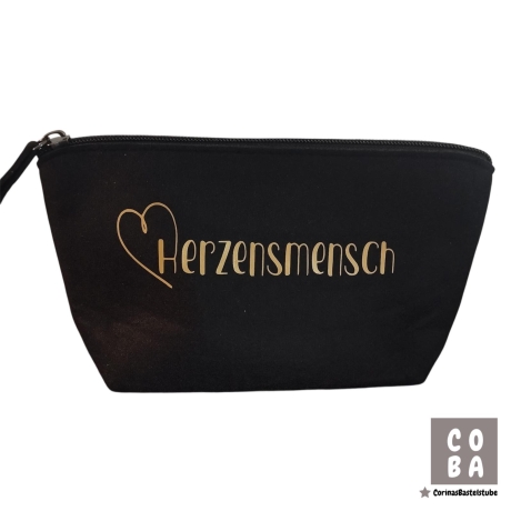 Kosmetiktasche aus schwarzem Filz Make-up Tasche Reise-Organizer 