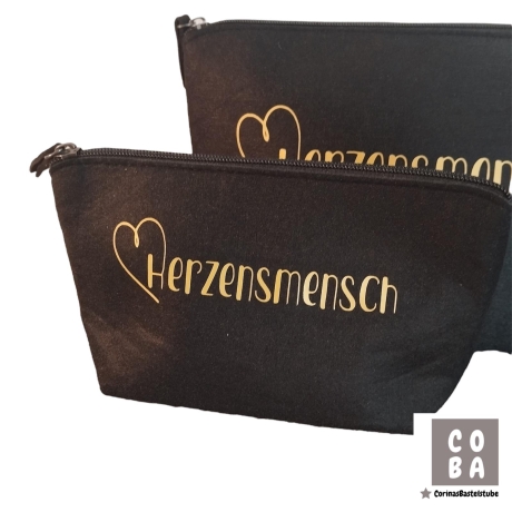 Kosmetiktasche aus schwarzem Filz Make-up Tasche Reise-Organizer 