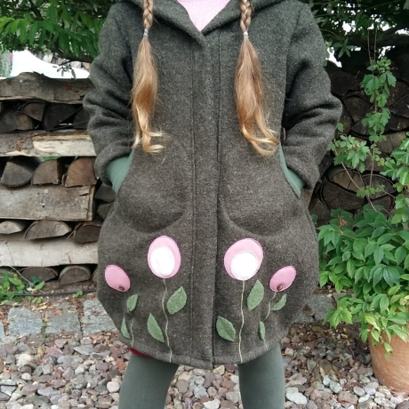 Walkmantel mit Jerseyfutter und Hasenohren Gr. 86 bis 140