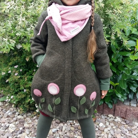 Walkmantel mit Jerseyfutter und Hasenohren Gr. 86 bis 140