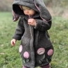 Walkmantel mit Jerseyfutter und Hasenohren Gr. 86 bis 140