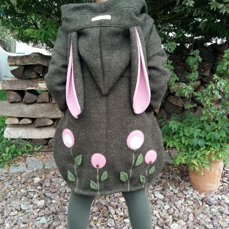 Walkmantel mit Jerseyfutter und Hasenohren Gr. 86 bis 140