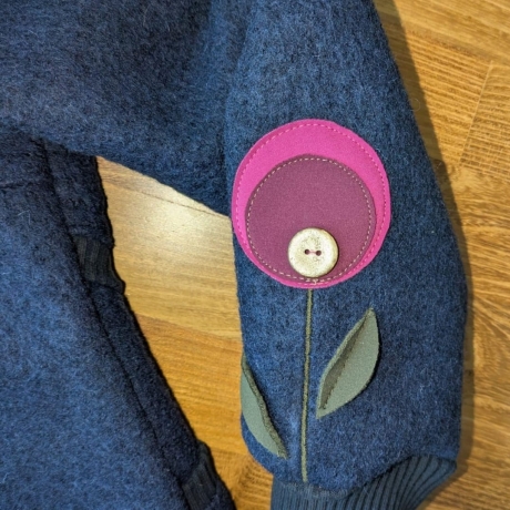 Walkmantel mit Jerseyfutter und Applikationen Gr. 86 bis 146