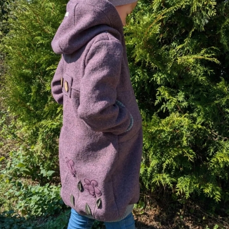 Walkmantel mit Jerseyfutter und Applikationen Gr. 98 bis 152