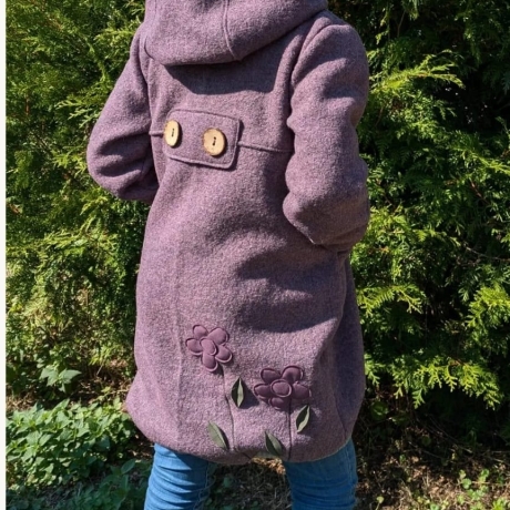 Walkmantel mit Jerseyfutter und Applikationen Gr. 98 bis 152