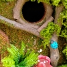 Rotes Hobbit Vogelhaus mit Pilz & Farn - Feenhaus 29cm