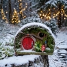 Rotes Hobbit Vogelhaus mit Pilz & Farn - Feenhaus 29cm