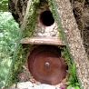 A-Frame Hobbit Vogelhaus - Nistkasten 32mm - mit Moos & Steinen