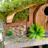 Hobbit Höhle Nistkasten Natur Holz - Moosdach 32mm Unikat
