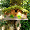 Hobbit Höhle Nistkasten Natur Holz - Moosdach 32mm Unikat