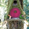 Rotes Hobbit Vogelhaus mit Moos & Pilzen - Nistkasten 32mm